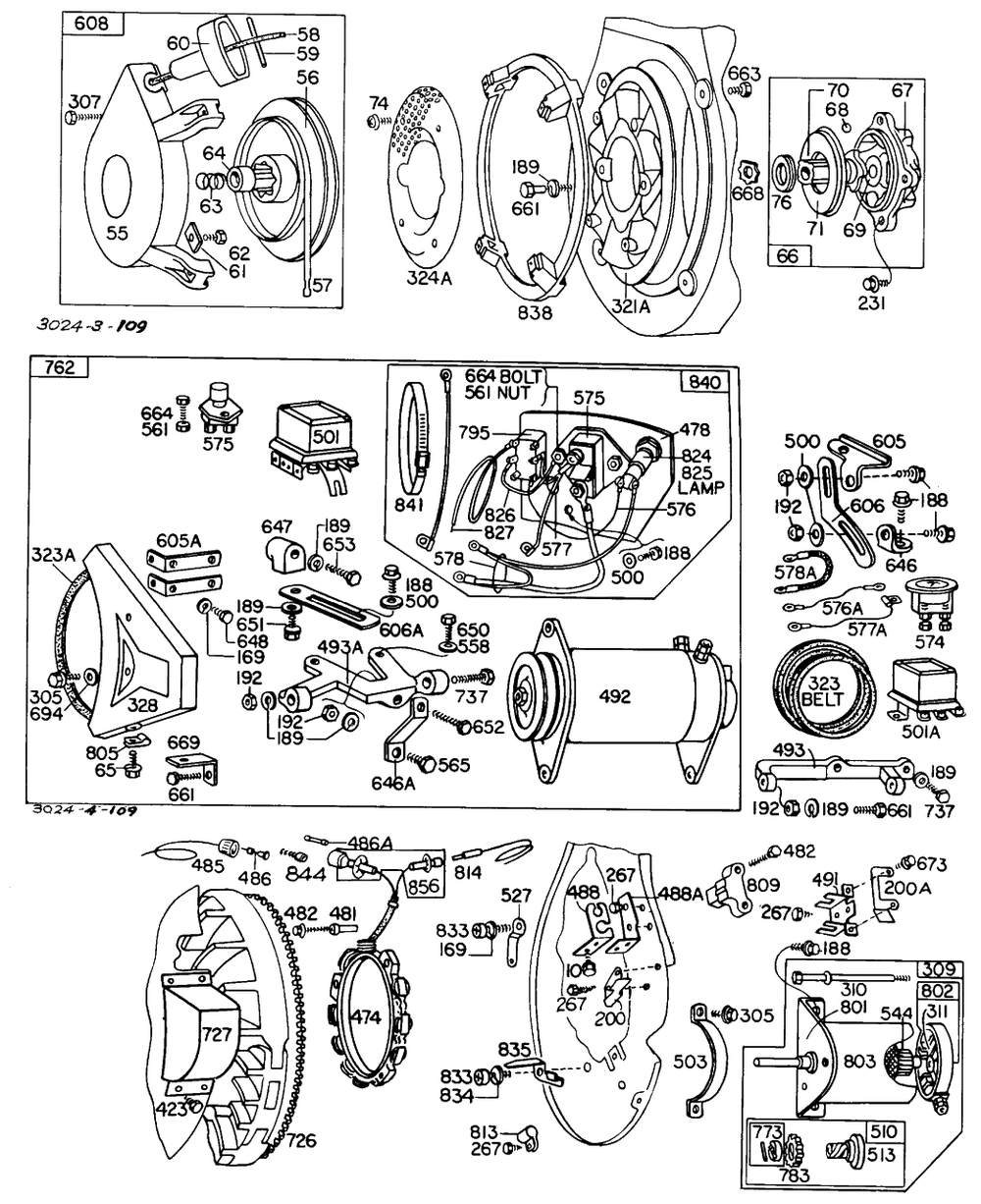 Electric Starters,rewind Diagram and Parts List for 302437-0145-XX  Briggs and Stratton Engine